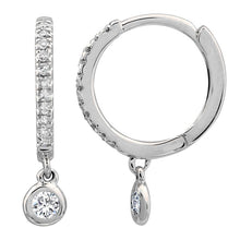 Load image into Gallery viewer, 14k Gold &amp; Diamond Dangle Huggies