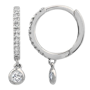 14k Gold & Diamond Dangle Huggies