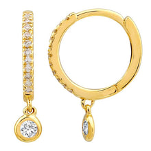 Load image into Gallery viewer, 14k Gold &amp; Diamond Dangle Huggies