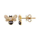 14k Gold & Diamond Bumble Bee Stud Earrings -  0.23ct