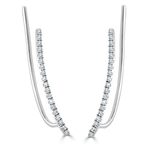 14k Gold & Diamond Ear Climber Earrings