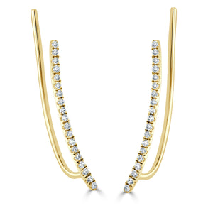 14k Gold & Diamond Ear Climber Earrings