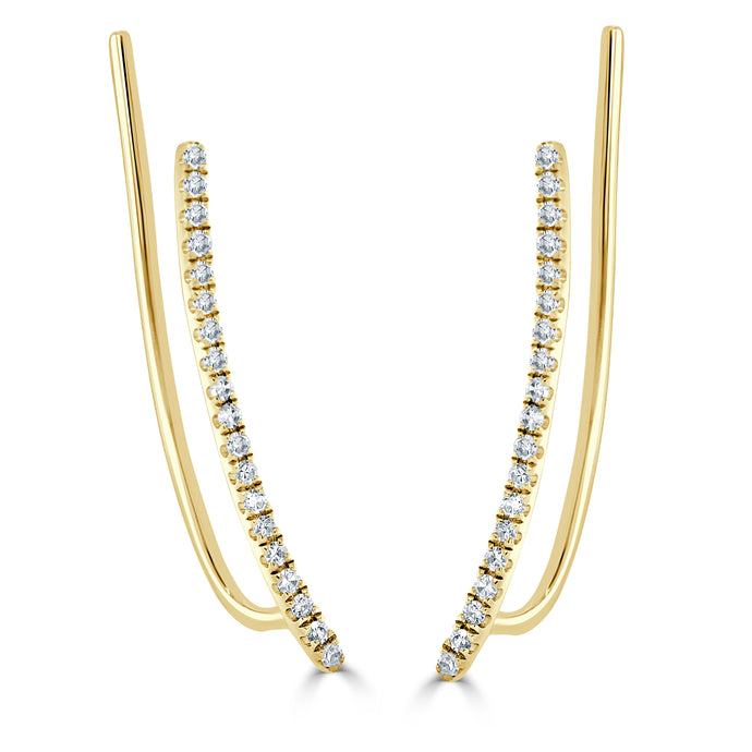 14k Gold & Diamond Ear Climber Earrings