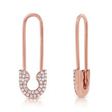 Load image into Gallery viewer, 14k Gold &amp; Diamond Safety Pin Earrings