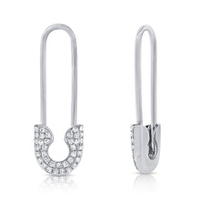 Load image into Gallery viewer, 14k Gold &amp; Diamond Safety Pin Earrings