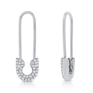 14k Gold & Diamond Safety Pin Earrings