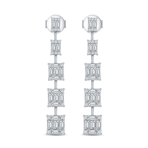 14k Gold & Baguette Diamond Drop Earrings