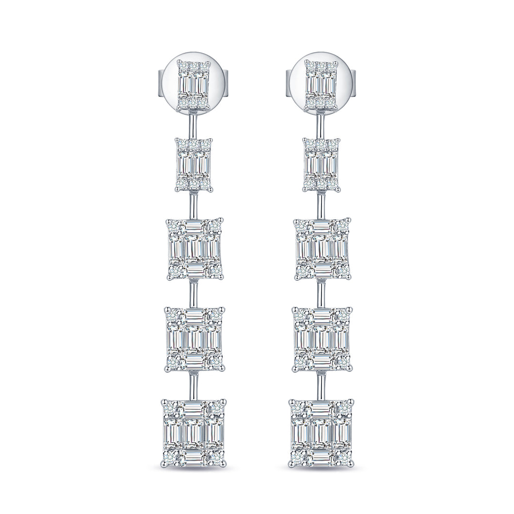 14k Gold & Baguette Diamond Drop Earrings