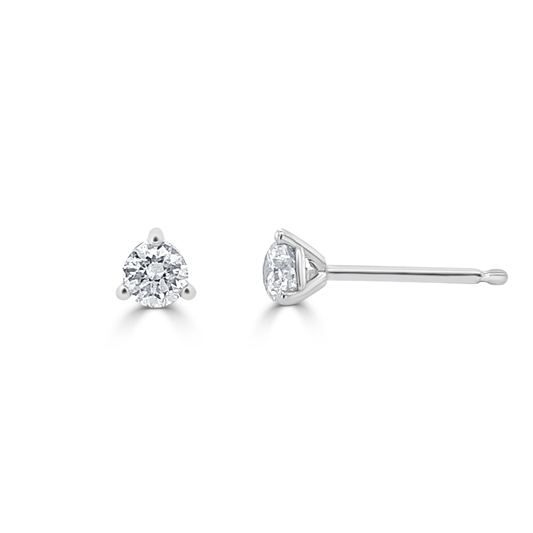 14k Gold & Diamond Round Stud Earrings