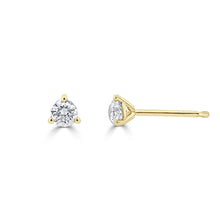 Load image into Gallery viewer, 14k Gold &amp; Diamond Round Stud Earrings