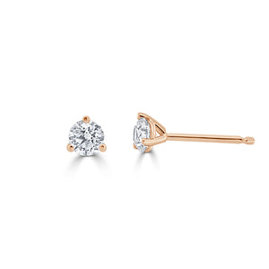 14k Gold & Diamond Round Stud Earrings