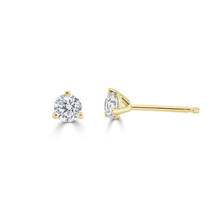 14k Gold & Diamond Round Stud Earrings
