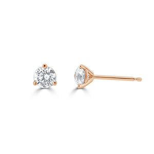14k Gold & Diamond Round Stud Earrings