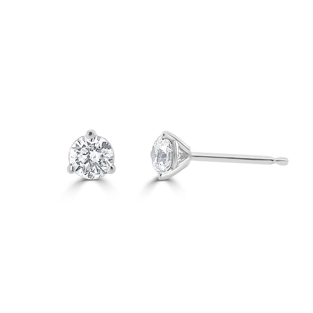 14k Gold & Diamond Round Stud Earrings