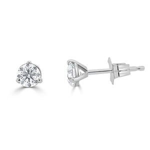 14k Gold & Diamond Round Stud Earrings