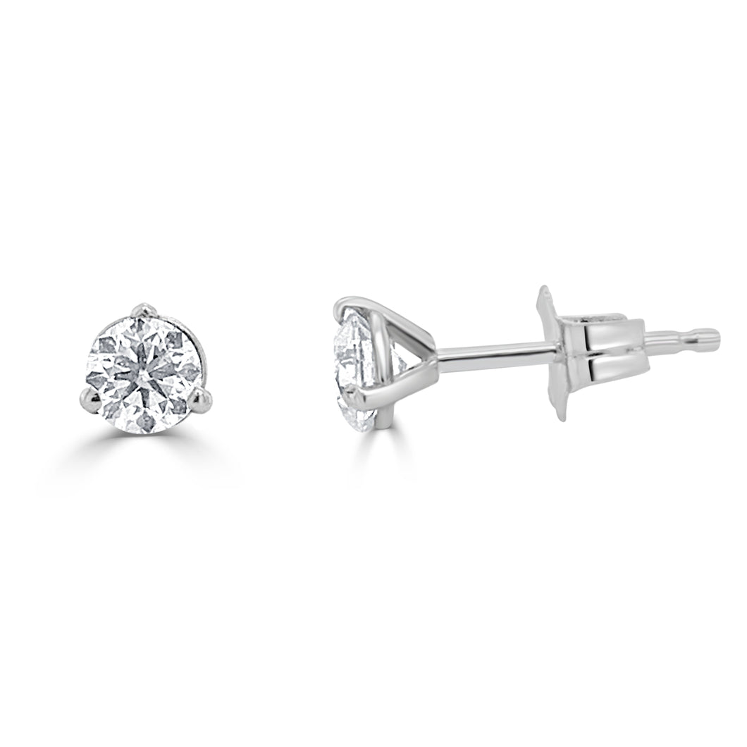 14k Gold & Diamond Round Stud Earrings