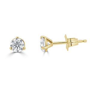 14k Gold & Diamond Round Stud Earrings