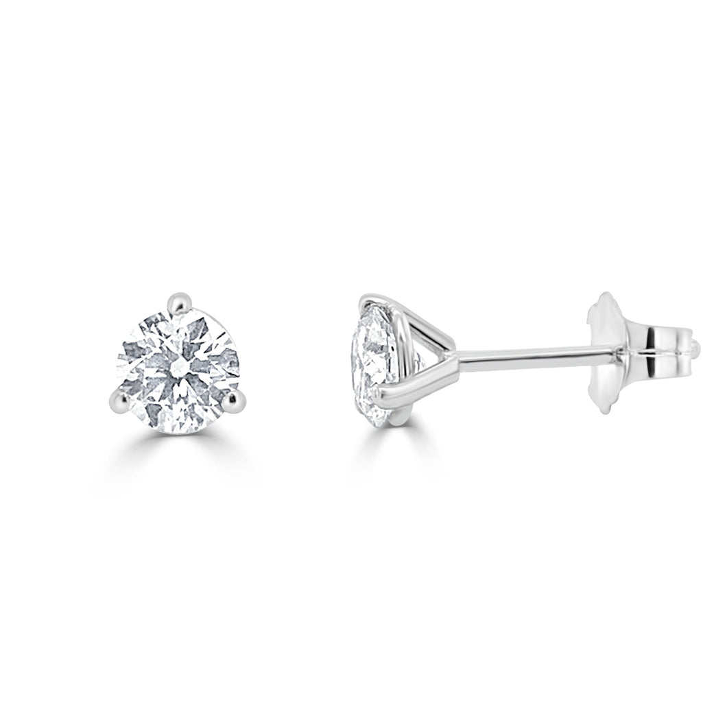 14k Gold & Diamond Round Stud Earrings