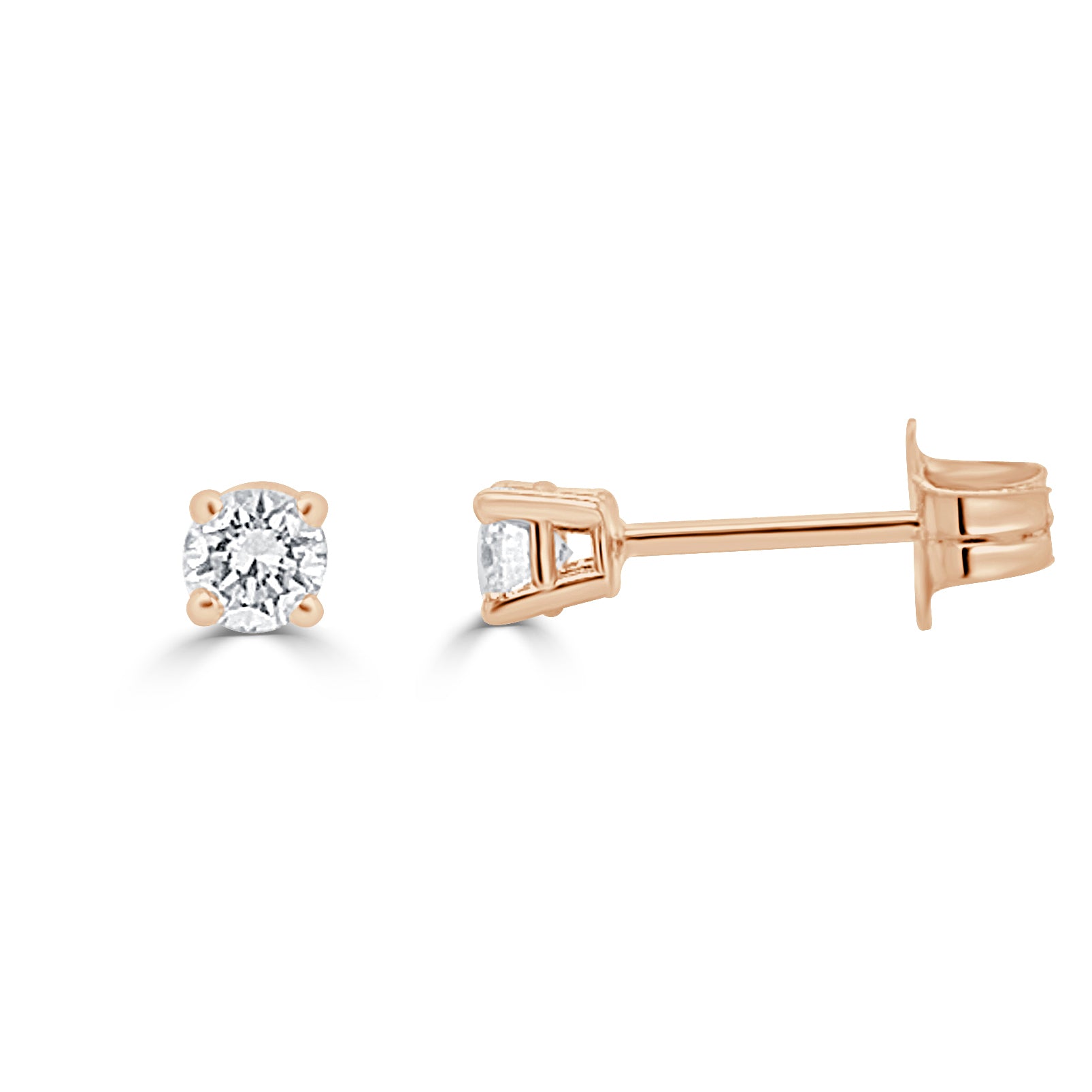 14k Gold & Diamond Round Stud Earrings - 0.23ct