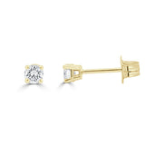 14k Gold & Diamond Round Stud Earrings - 0.23ct