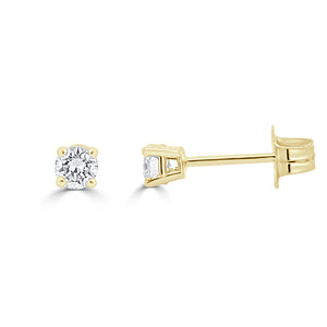 14k Gold & Diamond Round Stud Earrings
