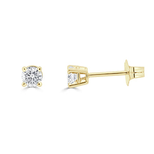 14k Gold & Diamond Round Stud Earrings