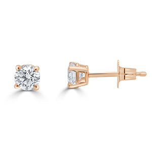 14k Gold & Diamond Round Stud Earrings