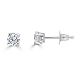 14k Gold & Diamond Round Stud Earrings