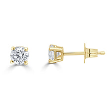 Load image into Gallery viewer, 14k Gold &amp; Diamond Round Stud Earrings