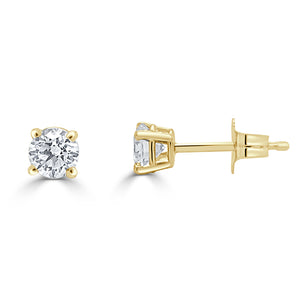 14k Gold & Diamond Round Stud Earrings