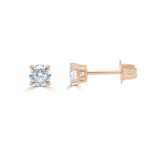 14k Gold & Diamond Round Stud Earrings