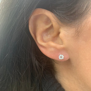 14k Gold & Diamond Round Stud Earrings