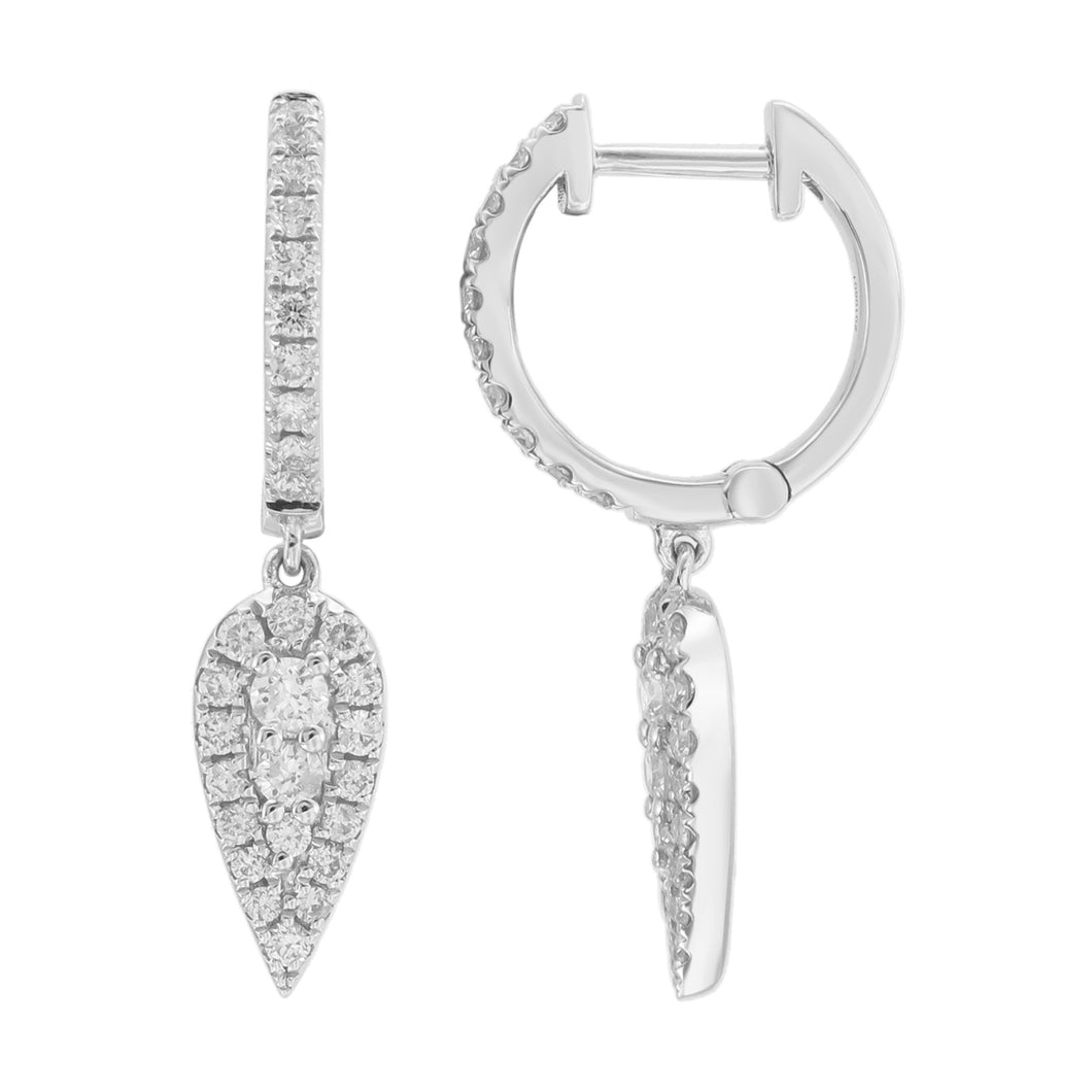 18k Gold & Diamond Dangle Huggie Earrings