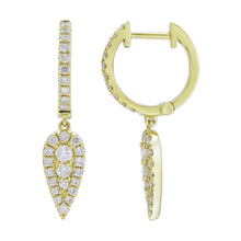 Load image into Gallery viewer, 18k Gold &amp; Diamond Dangle Huggie Earrings