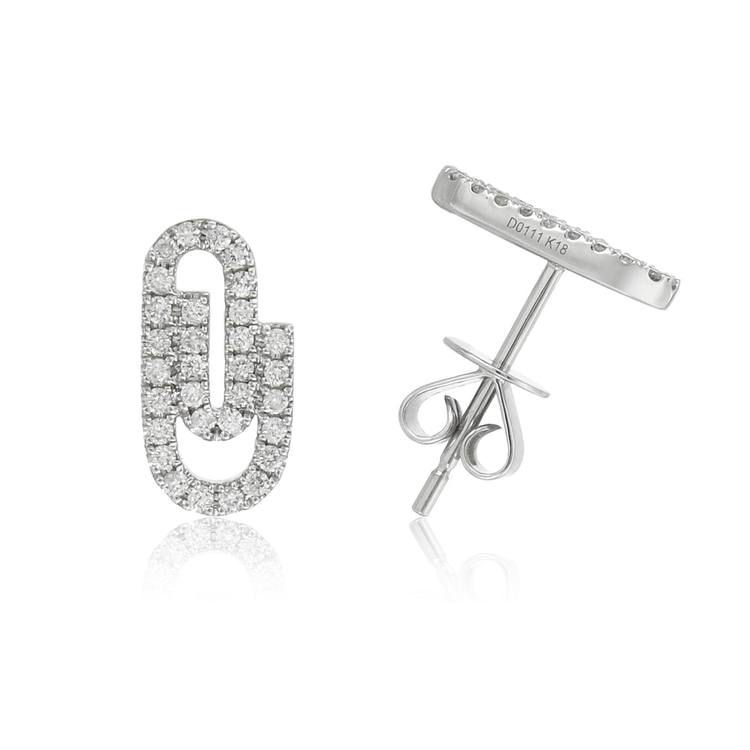 14k Gold & Diamond Paperclip Stud Earrings