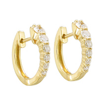 Load image into Gallery viewer, 18k Gold &amp; Diamond Huggie Earrings