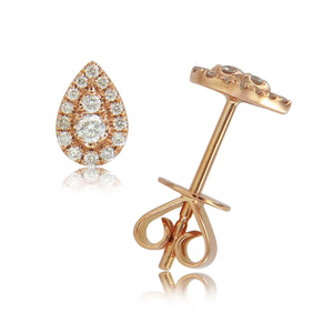 18k Gold & Diamond Pear-Shaped Stud Earrings
