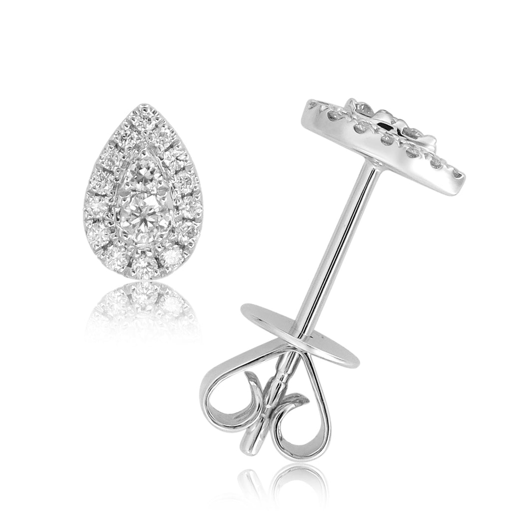 18k Gold & Diamond Pear-Shaped Stud Earrings