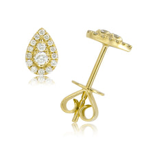 Load image into Gallery viewer, 18k Gold &amp; Diamond Pear-Shaped Stud Earrings