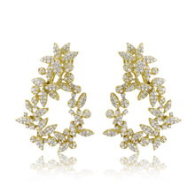 Load image into Gallery viewer, 18k Gold &amp; Diamond Flower Cluster Dangle Earrings
