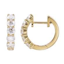 Load image into Gallery viewer, 18k Gold &amp; Diamond Huggie Hoop Earrings