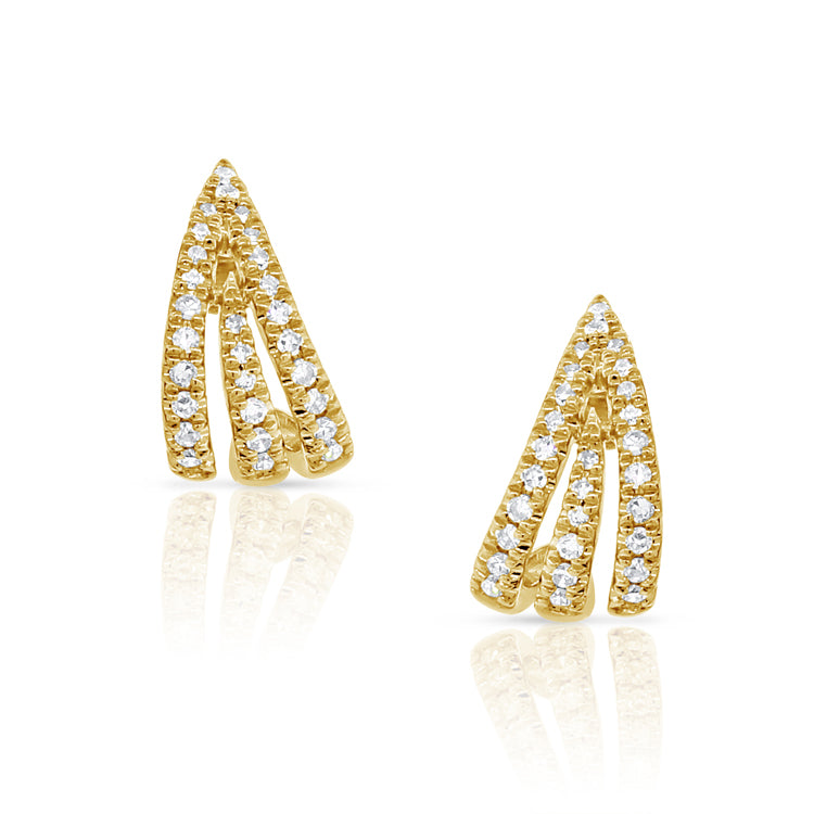 14K Gold & Diamond Cage Huggie Earrings - 0.14ct