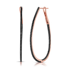 Load image into Gallery viewer, 14K Black Gold &amp; Black Diamond Oval Hoop Earrings