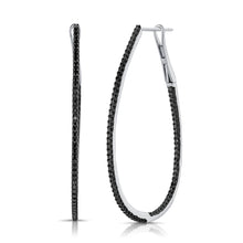 Load image into Gallery viewer, 14K Black Gold &amp; Black Diamond Oval Hoop Earrings