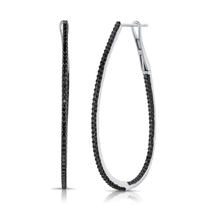 14K Black Gold & Black Diamond Oval Hoop Earrings