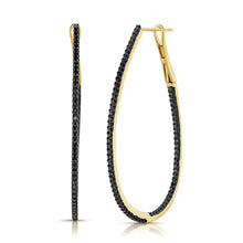 Load image into Gallery viewer, 14K Black Gold &amp; Black Diamond Oval Hoop Earrings