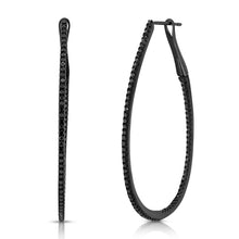 Load image into Gallery viewer, 14K Black Gold &amp; Black Diamond Oval Hoop Earrings