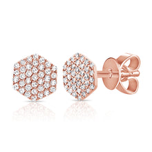 Load image into Gallery viewer, 14k Gold &amp; Diamond Hexagon Stud Earrings