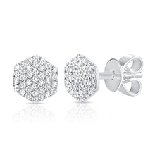 Load image into Gallery viewer, 14k Gold &amp; Diamond Hexagon Stud Earrings