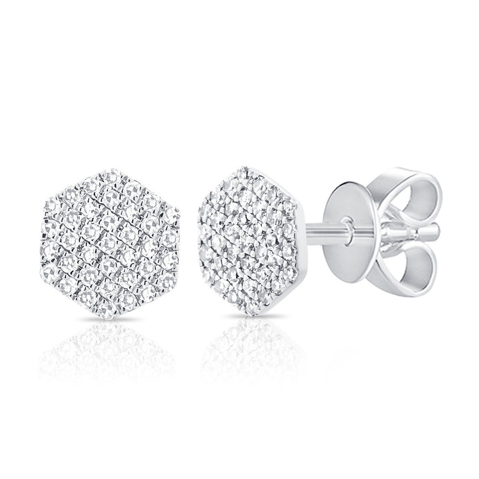14k Gold & Diamond Hexagon Stud Earrings